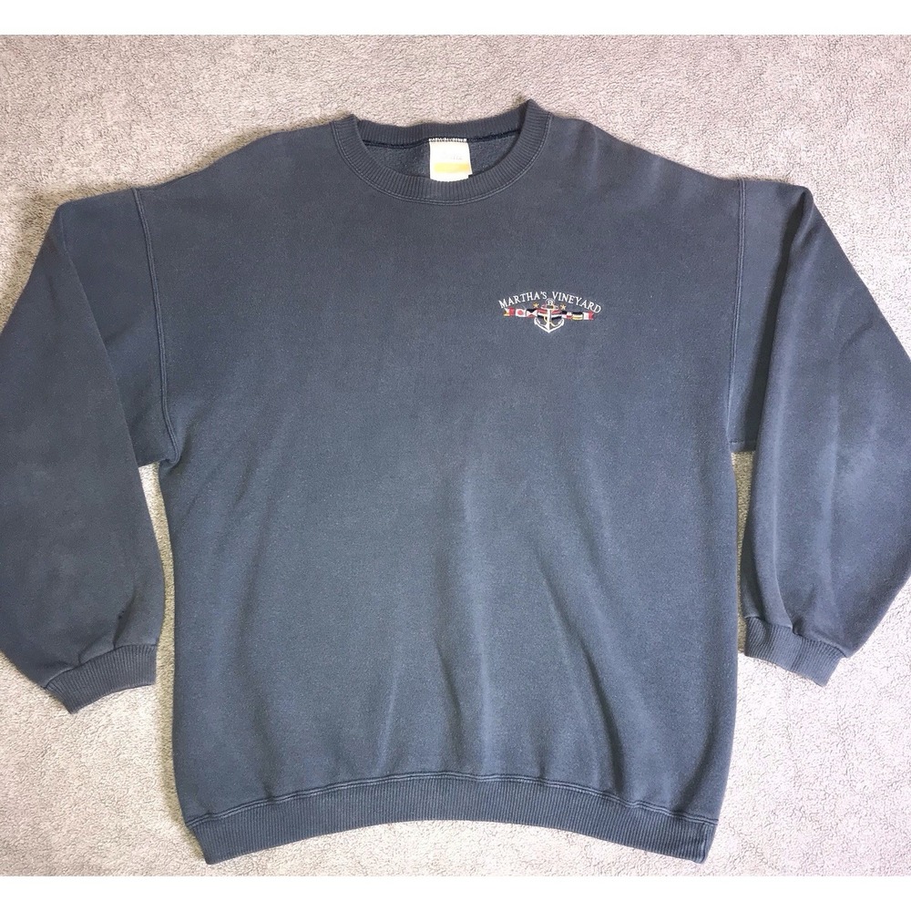 Vintage Martha's Vineyard Sweatshirt Large Blue Anchor Crest‎ Crewneck